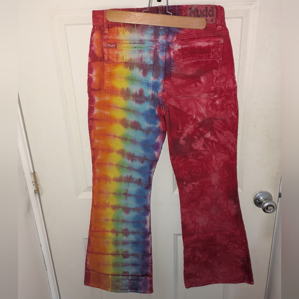 Vintage Mudd Jeans Tie Die Colorful Tie-Dye Flare Corduroy Jeans - Picture 5 of 5